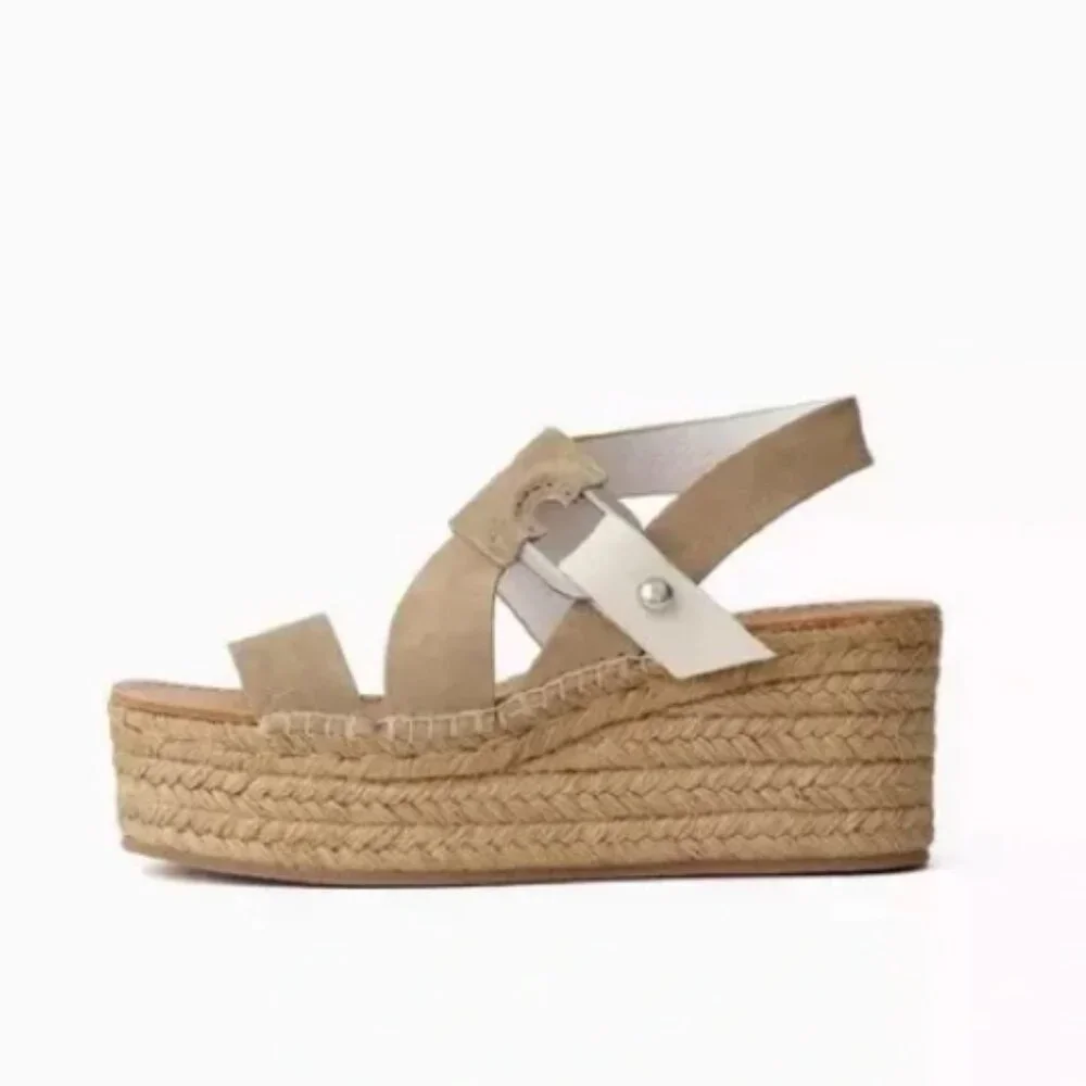 Rag & Bone August Espadrille Platform Sandal Size 37 in Light Sand